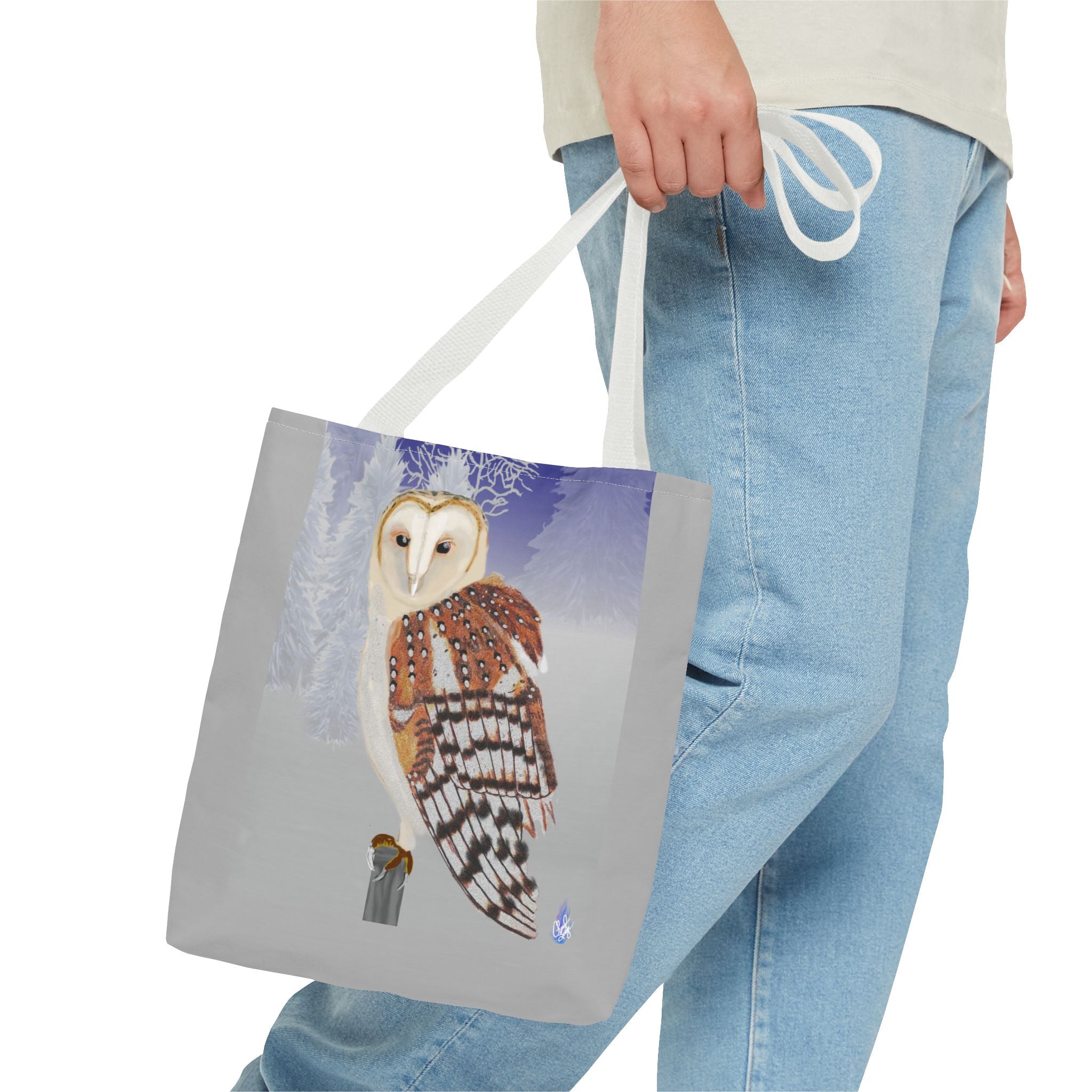 Barn Owl Art Tote Bag — Illustrated Wildlife Shoulder Tote