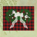 Buffalo Plaid Christmas Placemat with Wreath, White Bow & Chickadees