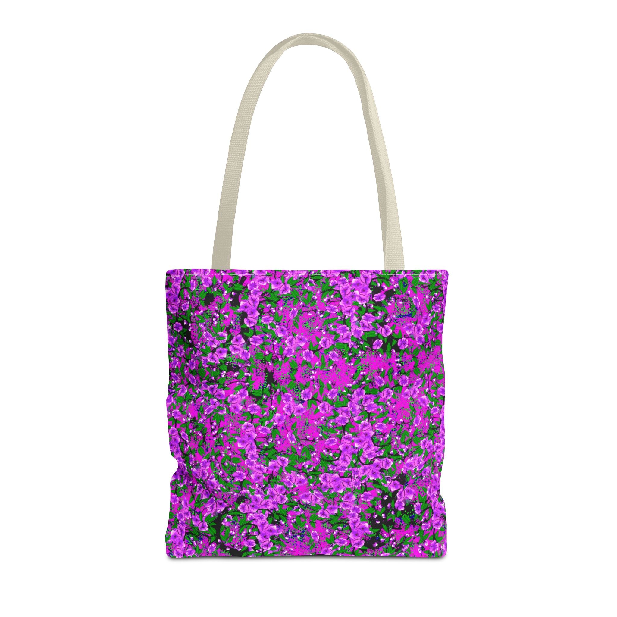 Pink Floral Pattern Tote Bag — All-Over-Print Reusable Shopper