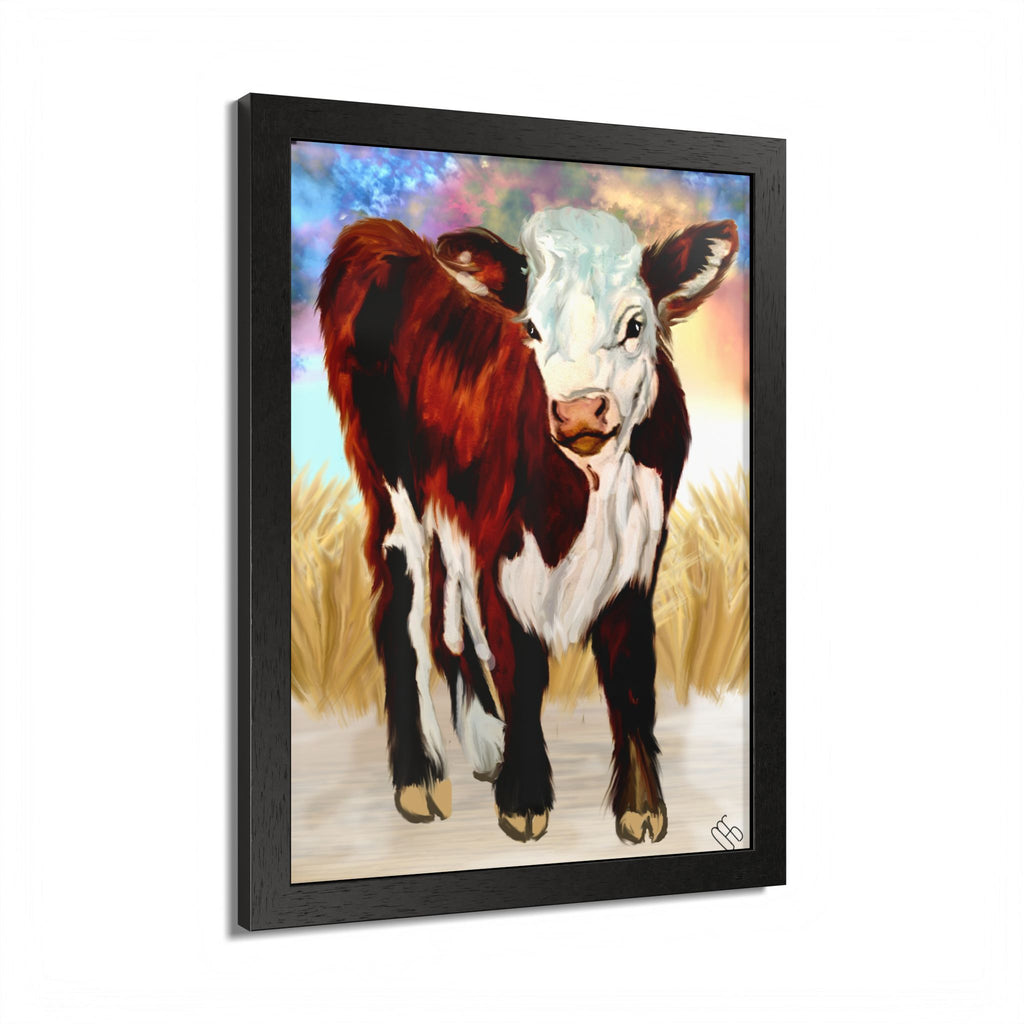 Framed Calf Art Print — Colorful Farmhouse Poster