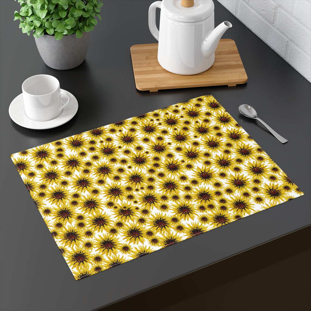 Sunflower Pattern Placemat — Bright Yellow Floral Table Mat
