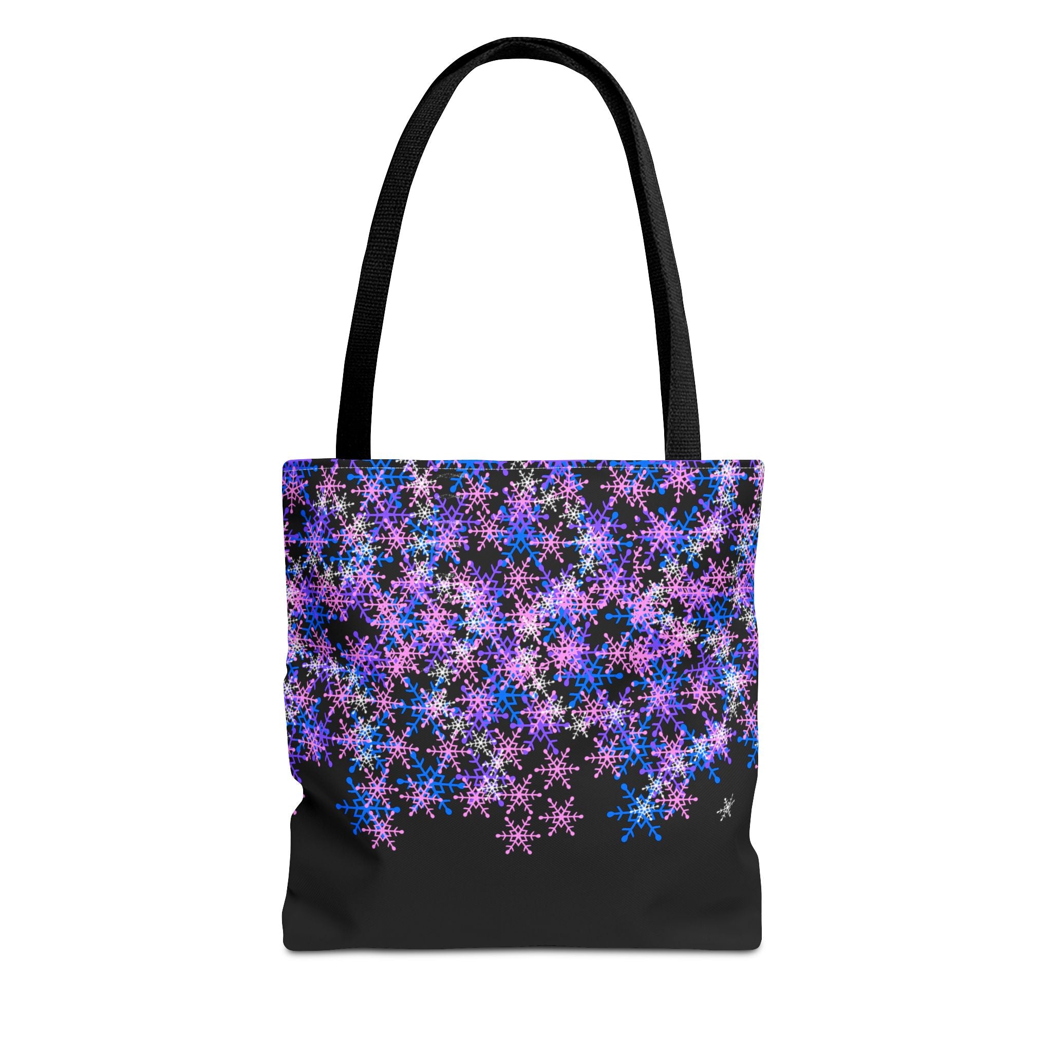 Cosmic Snowflake Tote Bag — Purple and Blue Snowflake Pattern Border Print