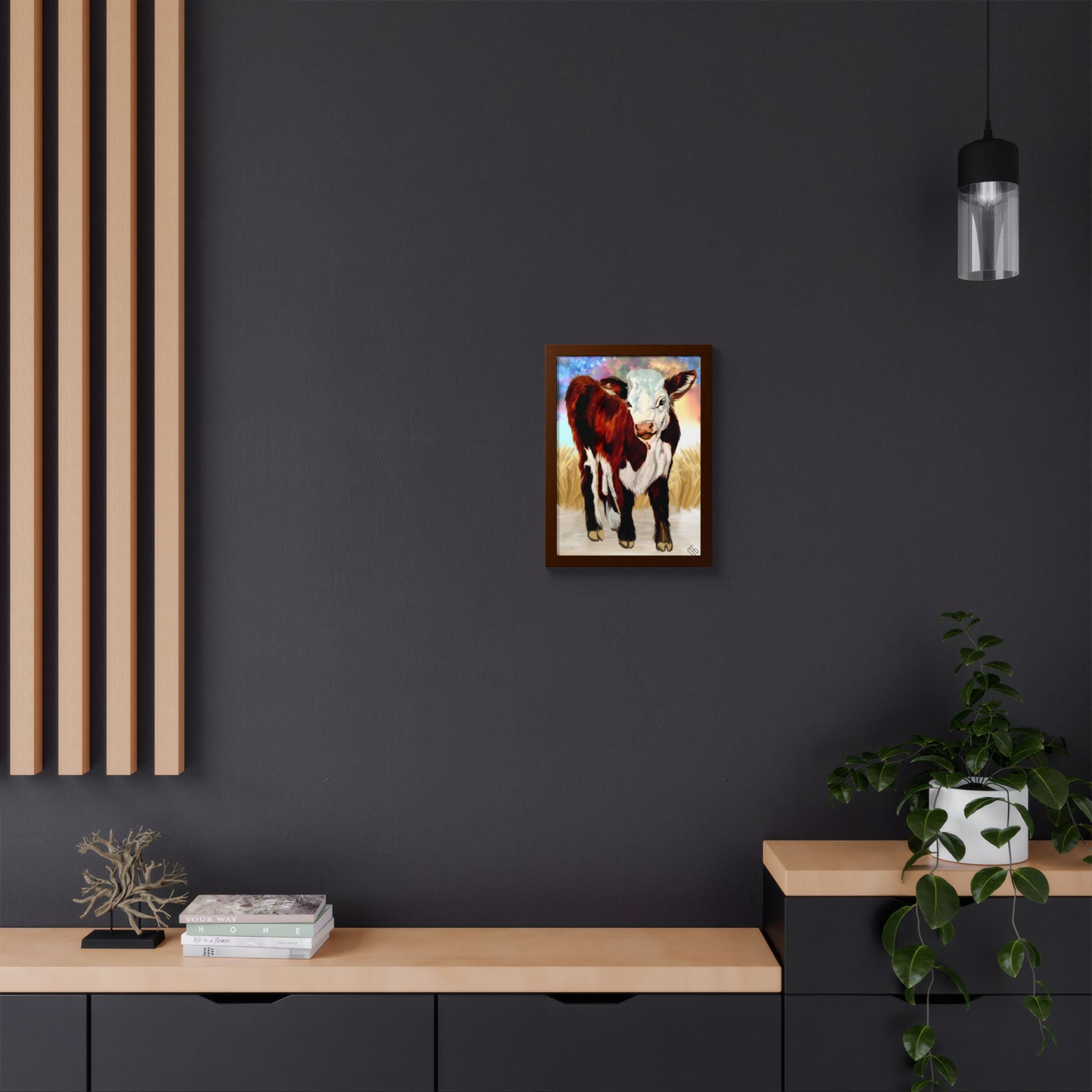 Framed Calf Art Print — Colorful Farmhouse Poster