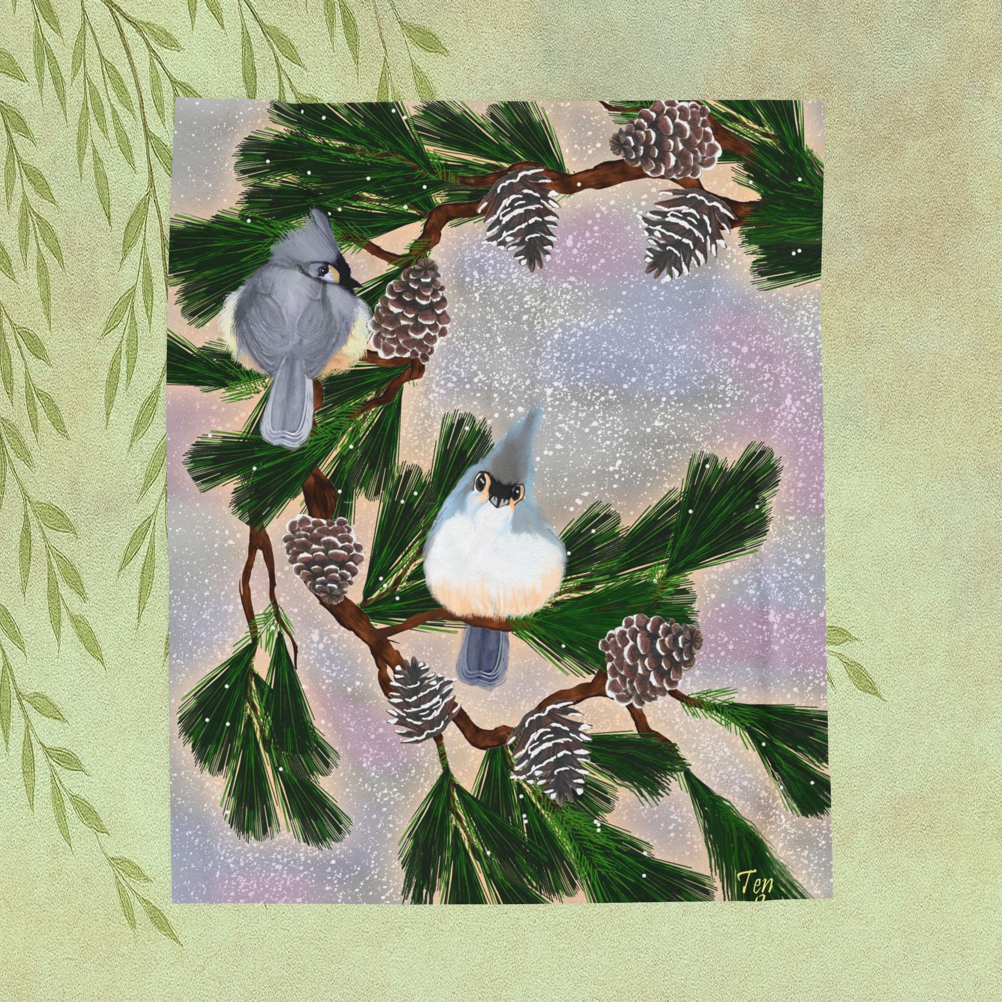 Velveteen Plush Blanket — Winter Afternoon Conversation