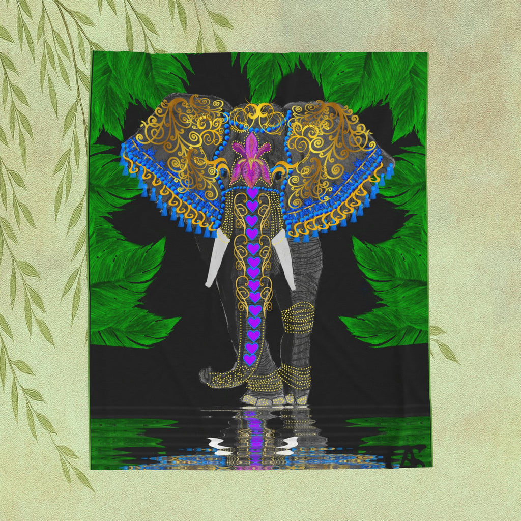 Velveteen Plush Blanket — Ornate Elephant Decorative Throw for Living Room & Gift