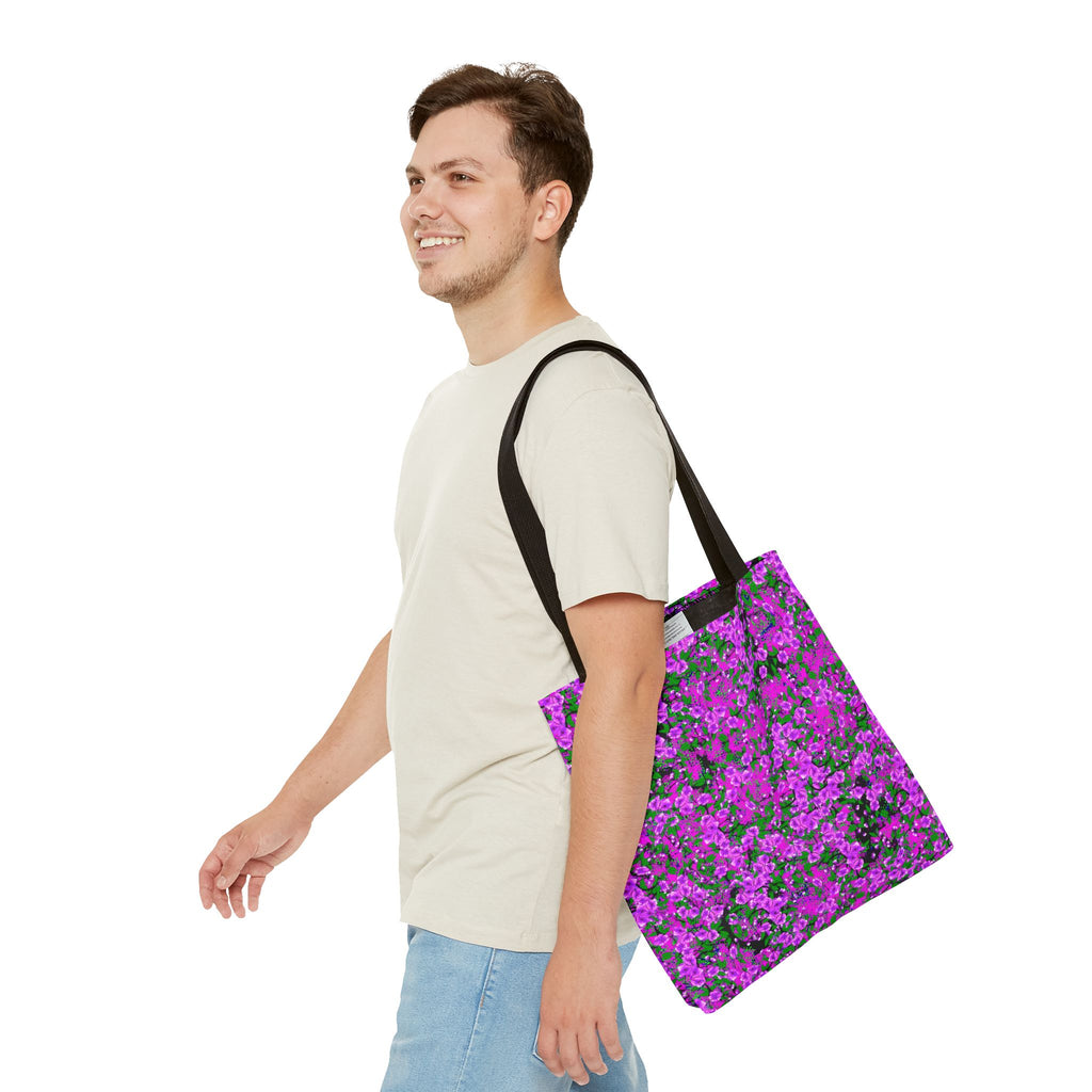 Pink Floral Pattern Tote Bag — All-Over-Print Reusable Shopper