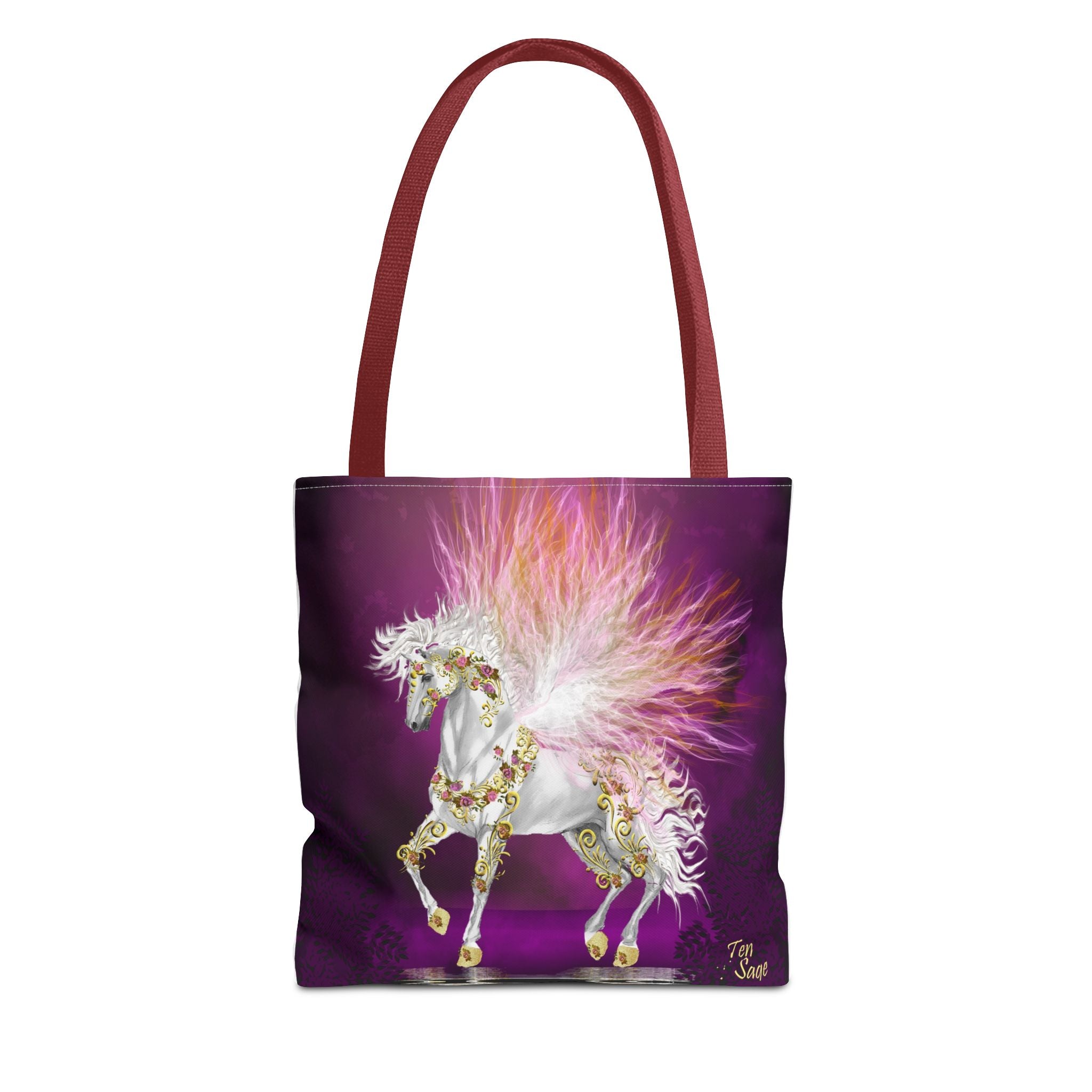Unicorn Fantasy Tote Bag — Magical White Horse with Pink Feathers