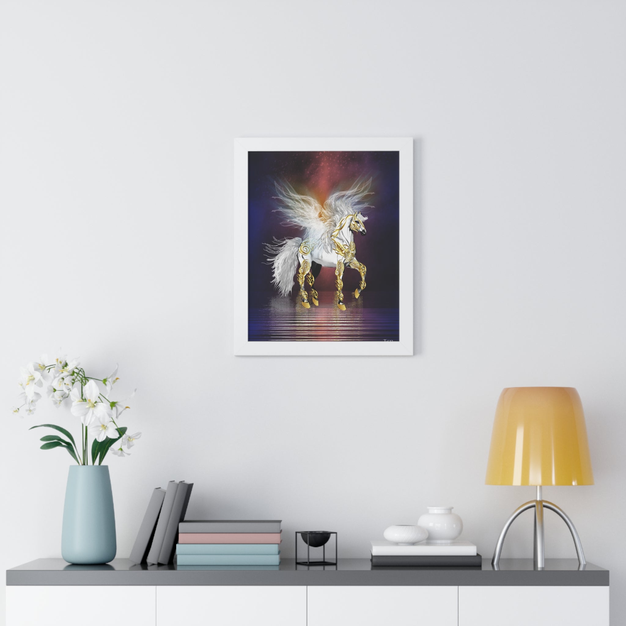 Pegasus Art Print — Framed Vertical Fantasy Poster