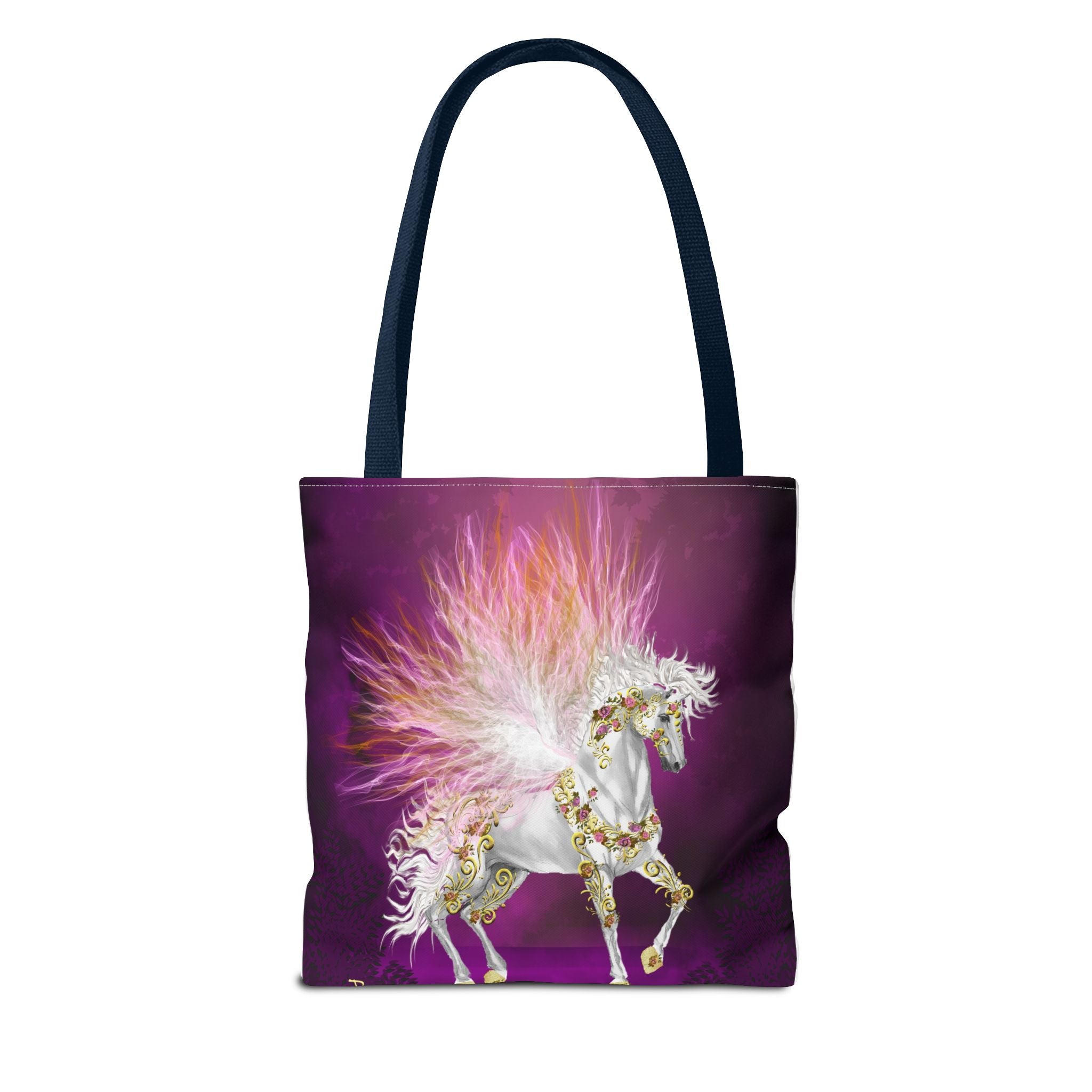 Unicorn Fantasy Tote Bag — Magical White Horse with Pink Feathers