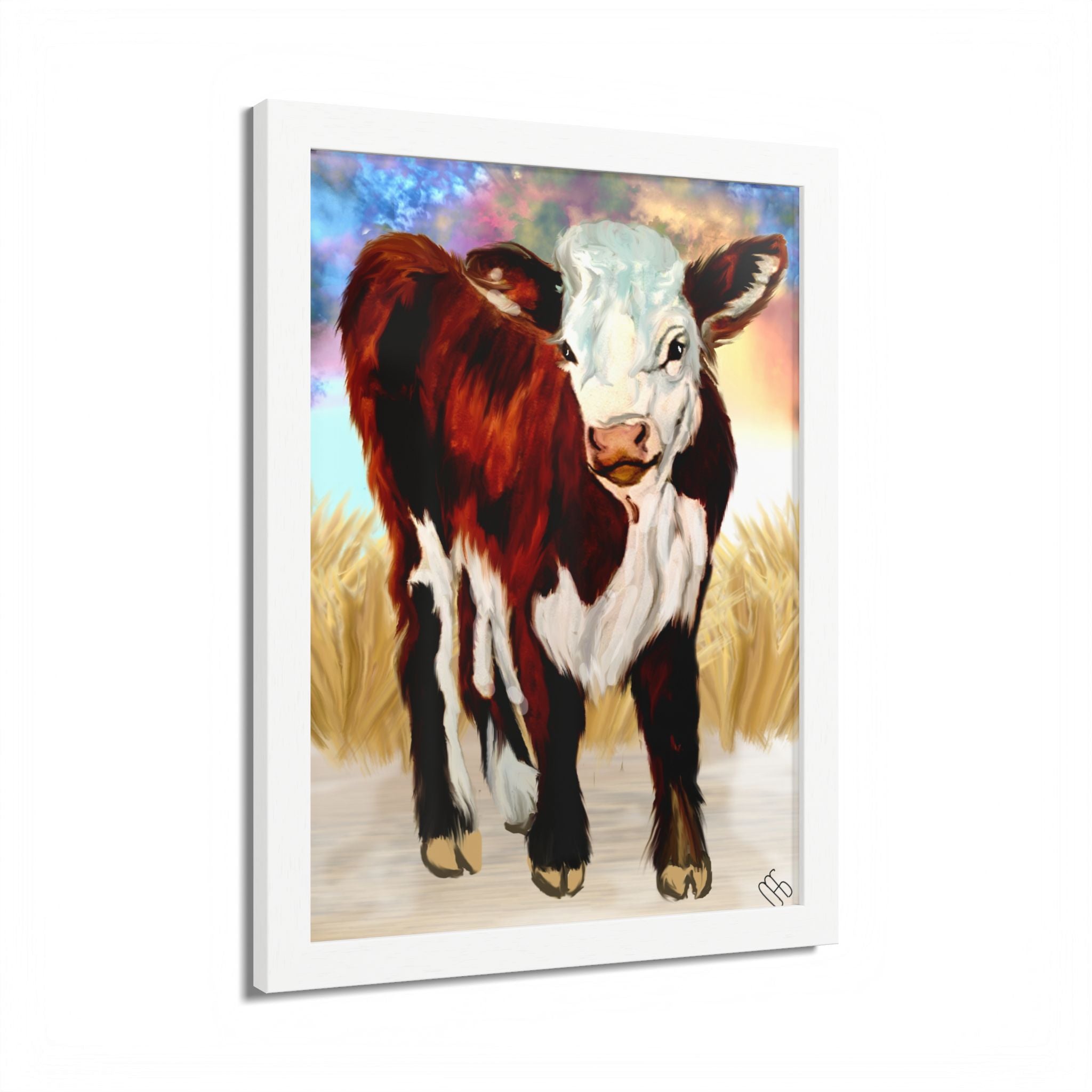 Framed Calf Art Print — Colorful Farmhouse Poster