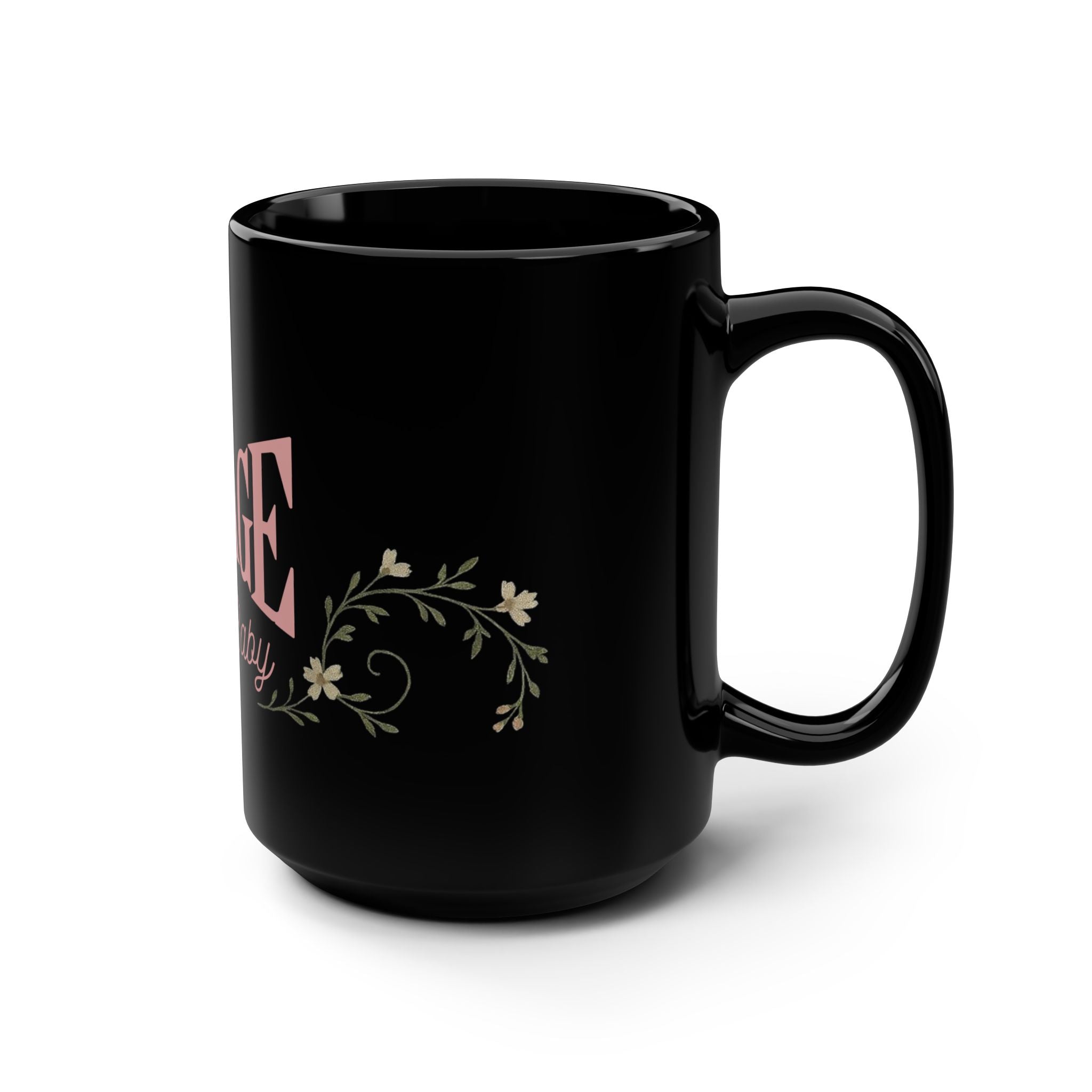 Savage Cry Baby Black 15oz Mug — Pink Retro Floral Coffee Cup