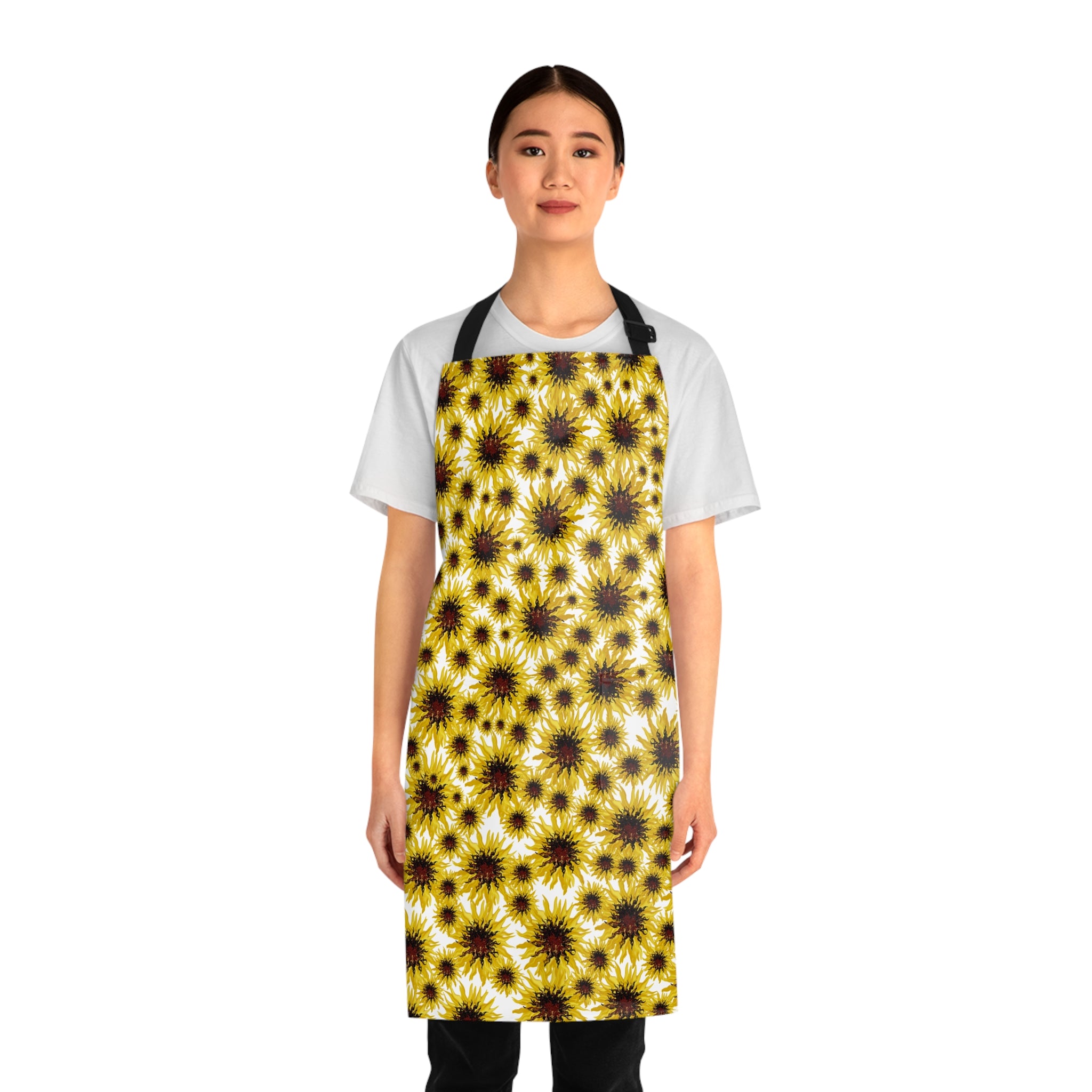 Sunflower Allover Print Apron — Bright Floral Apron for Gardening & Cooking