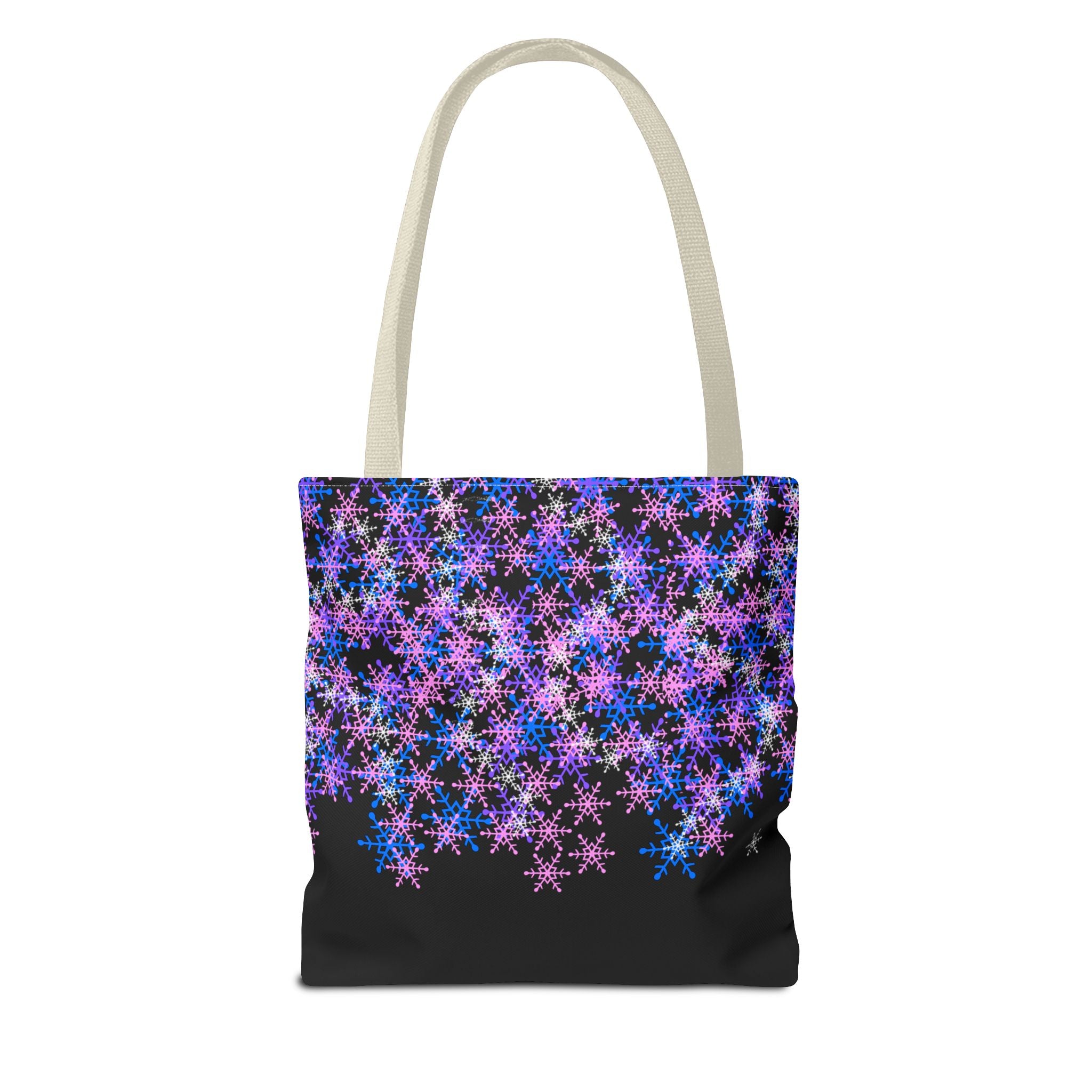 Cosmic Snowflake Tote Bag — Purple and Blue Snowflake Pattern Border Print