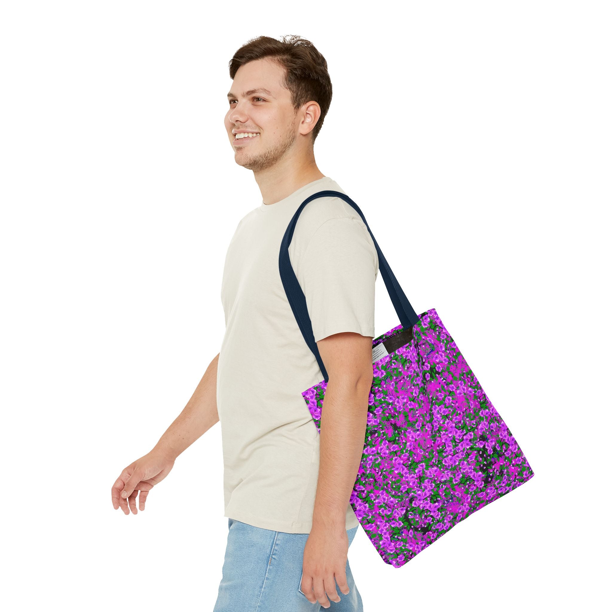 Pink Floral Pattern Tote Bag — All-Over-Print Reusable Shopper