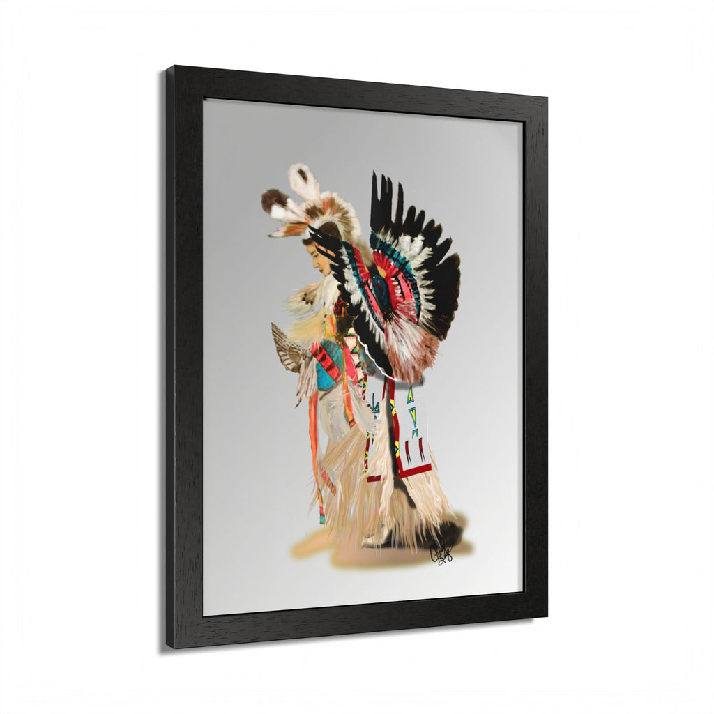 Native Dancer Framed Poster — Colorful Powwow Headdress Art