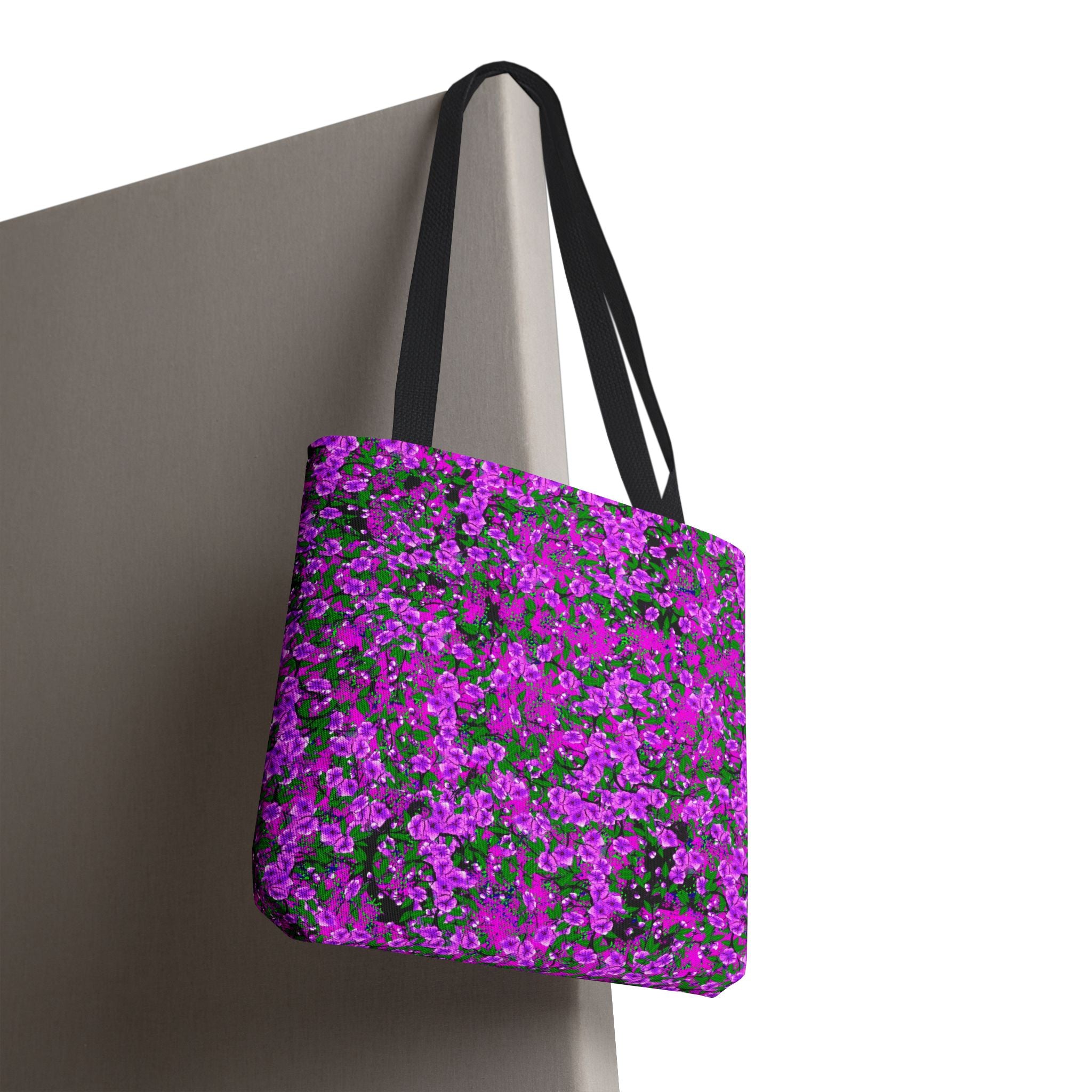 Pink Floral Pattern Tote Bag — All-Over-Print Reusable Shopper