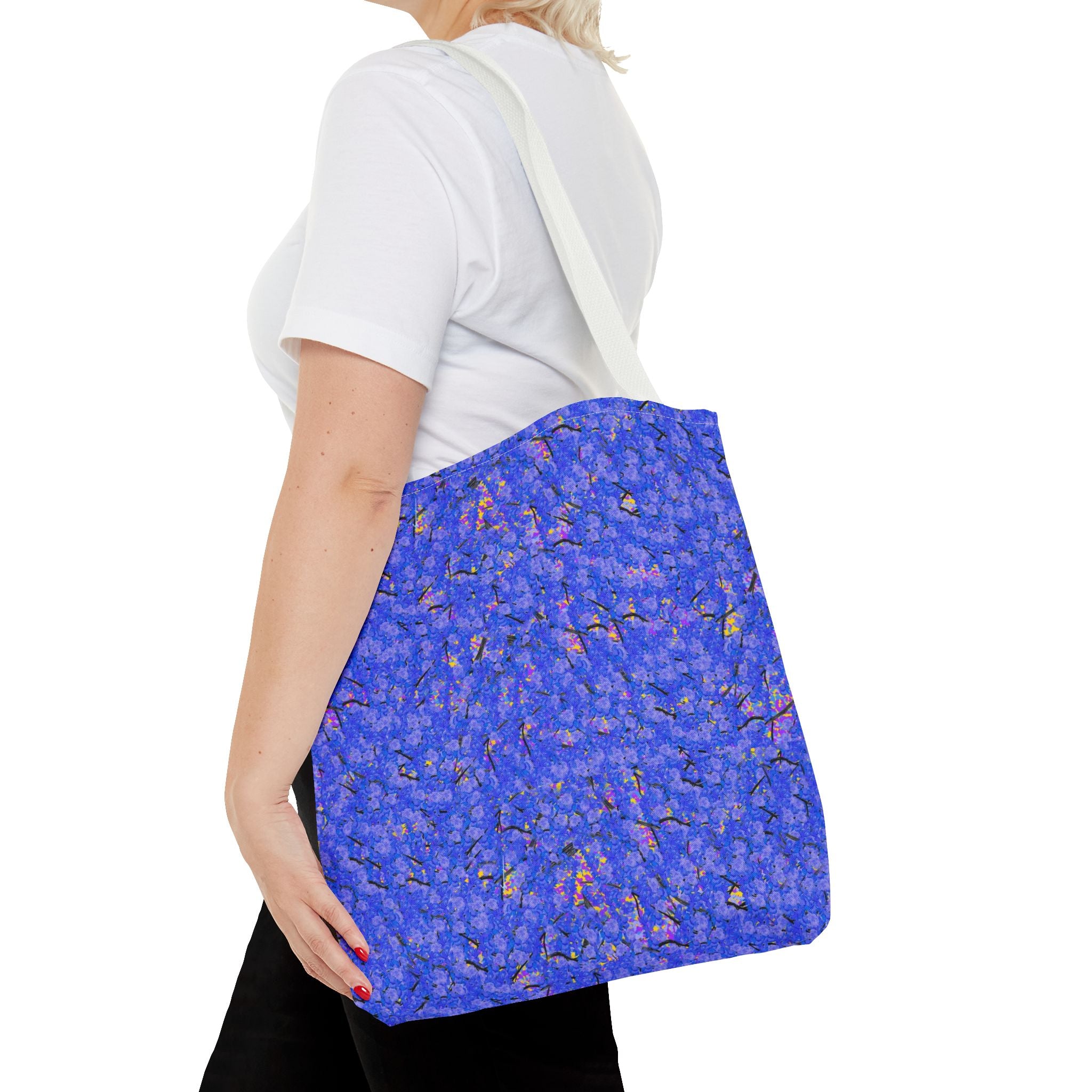 Blue Abstract Texture Tote Bag - Artistic All-Over Print Beach & Market Tote