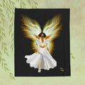 Angel Warrior Velveteen Plush Blanket — Golden Guardian with Sword