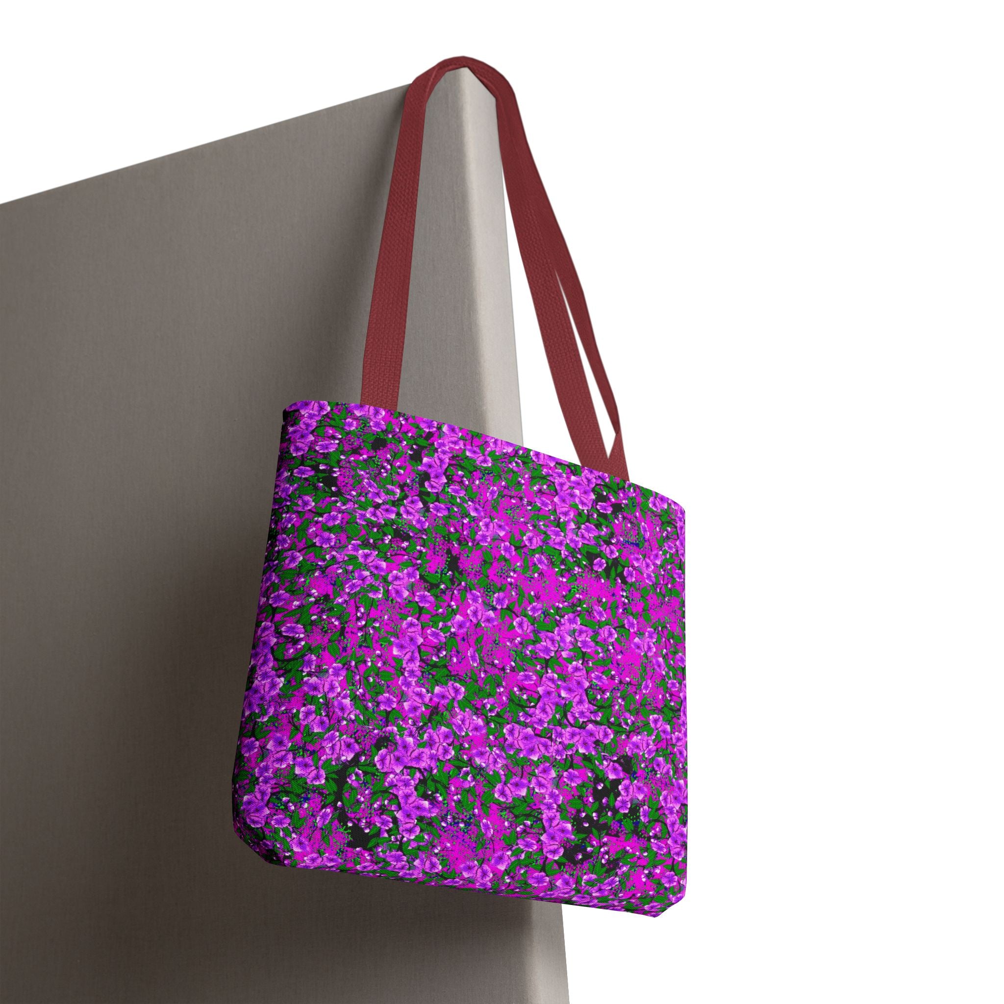 Pink Floral Pattern Tote Bag — All-Over-Print Reusable Shopper