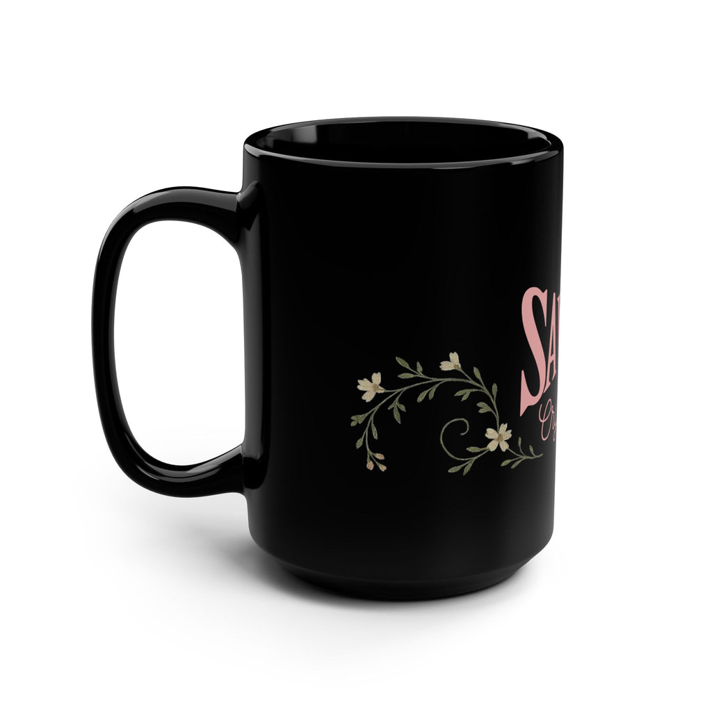 Savage Cry Baby Black 15oz Mug — Pink Retro Floral Coffee Cup