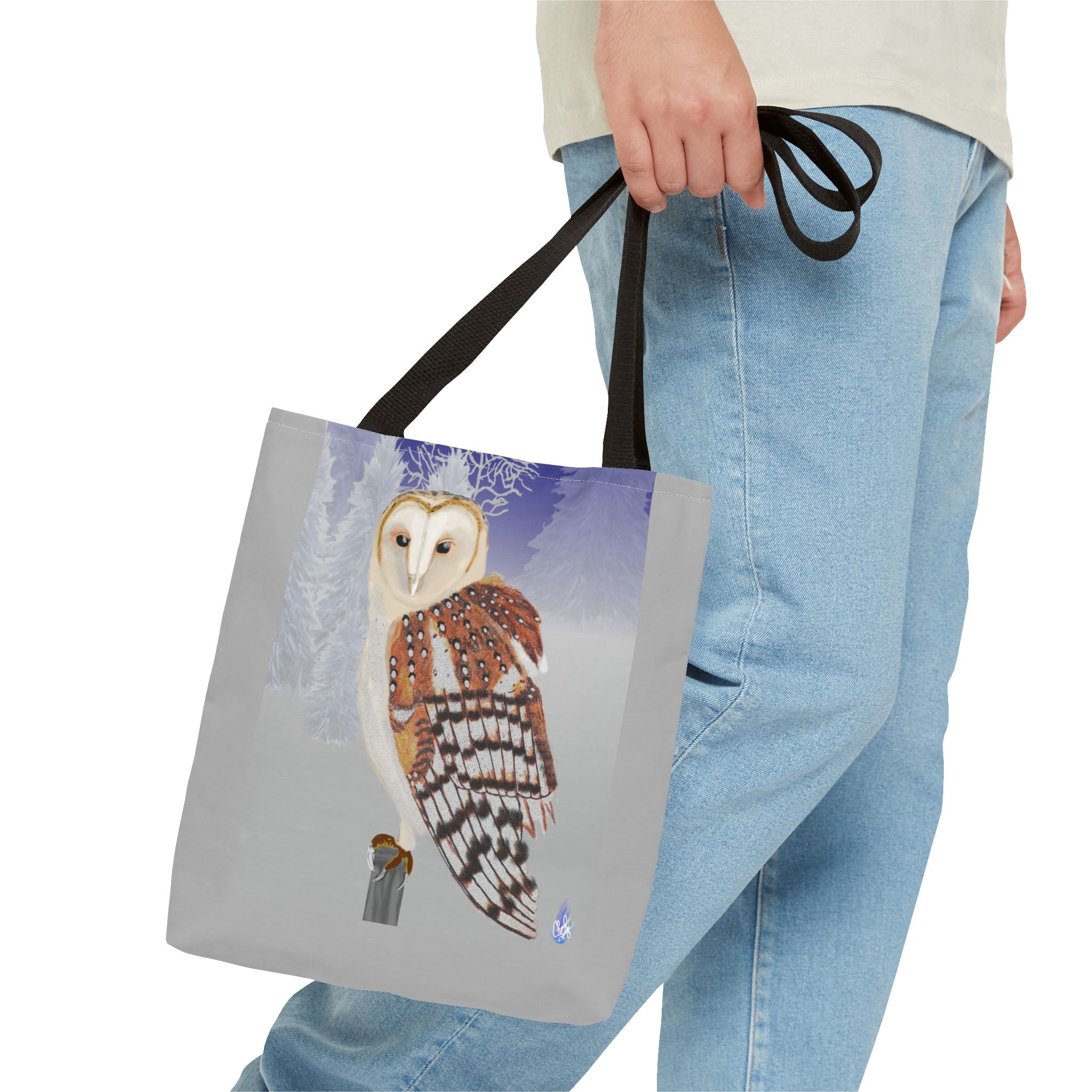 Barn Owl Art Tote Bag — Illustrated Wildlife Shoulder Tote