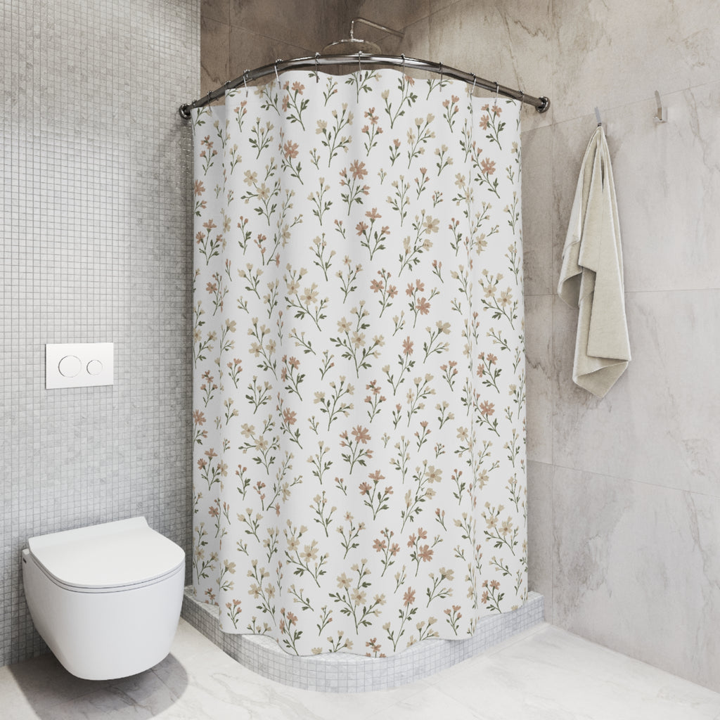 Floral Shower Curtain — Neutral Wildflower Shower Curtain