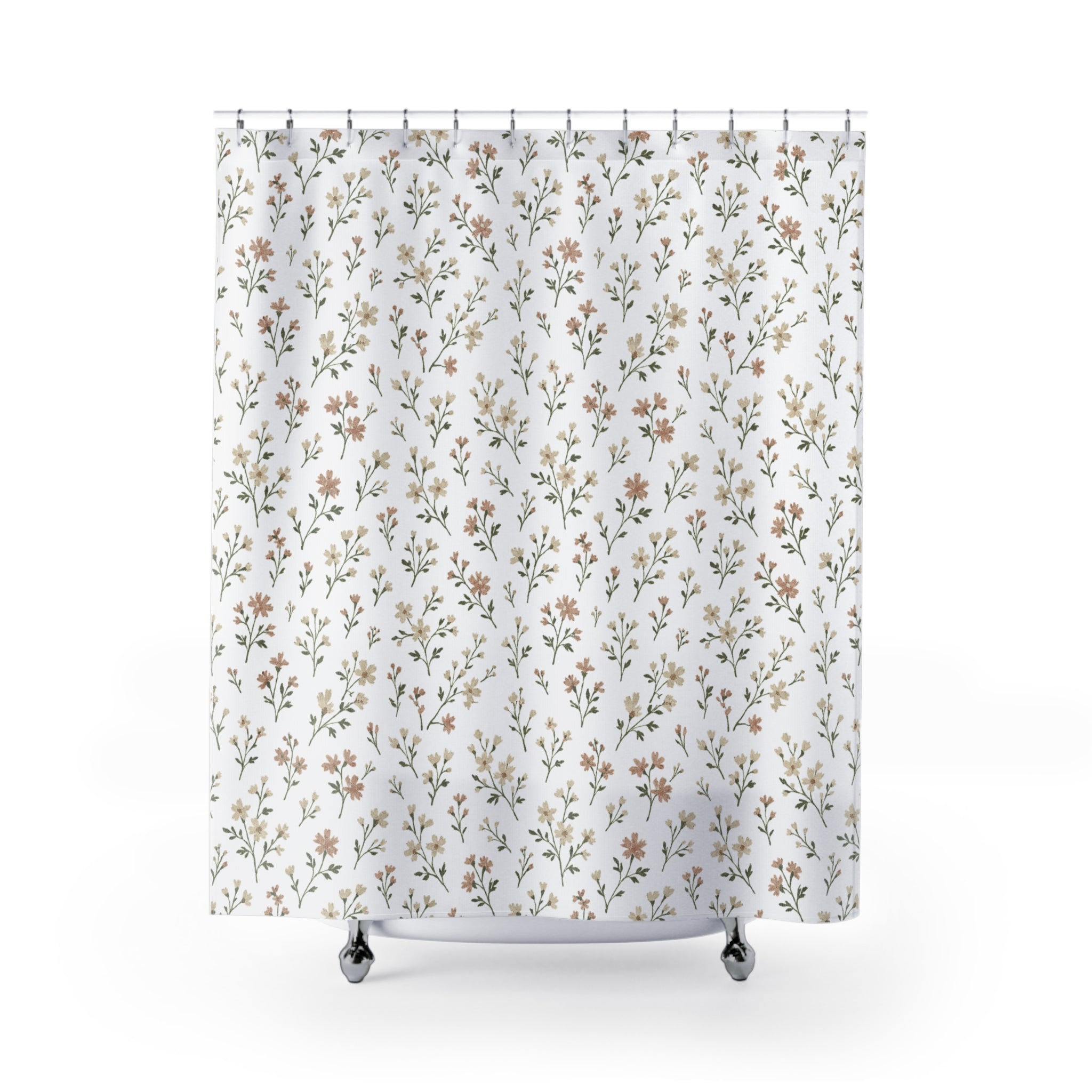 Floral Shower Curtain — Neutral Wildflower Shower Curtain