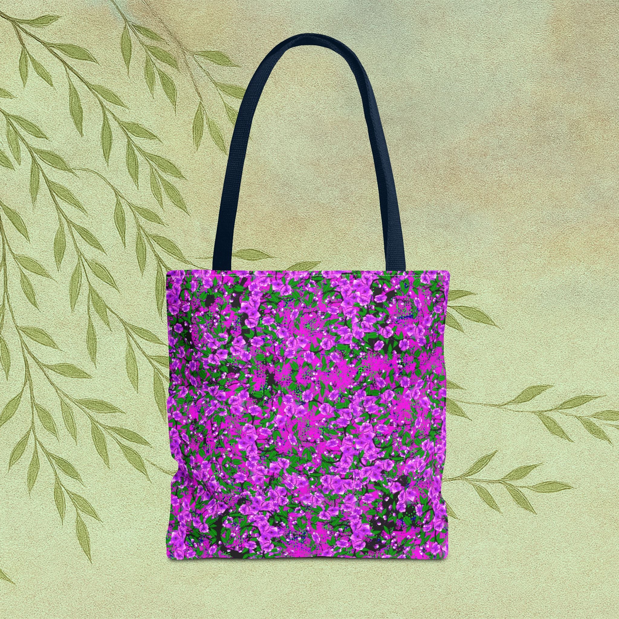 Pink Floral Pattern Tote Bag — All-Over-Print Reusable Shopper