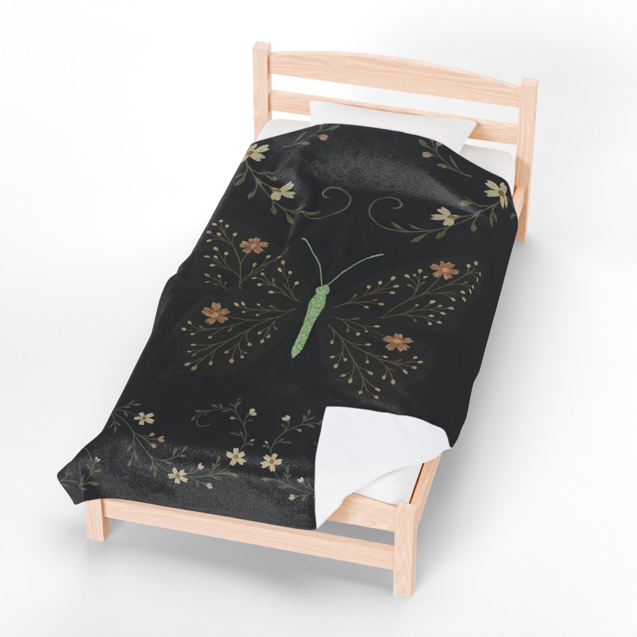 Botanical Butterfly Velveteen Plush Blanket