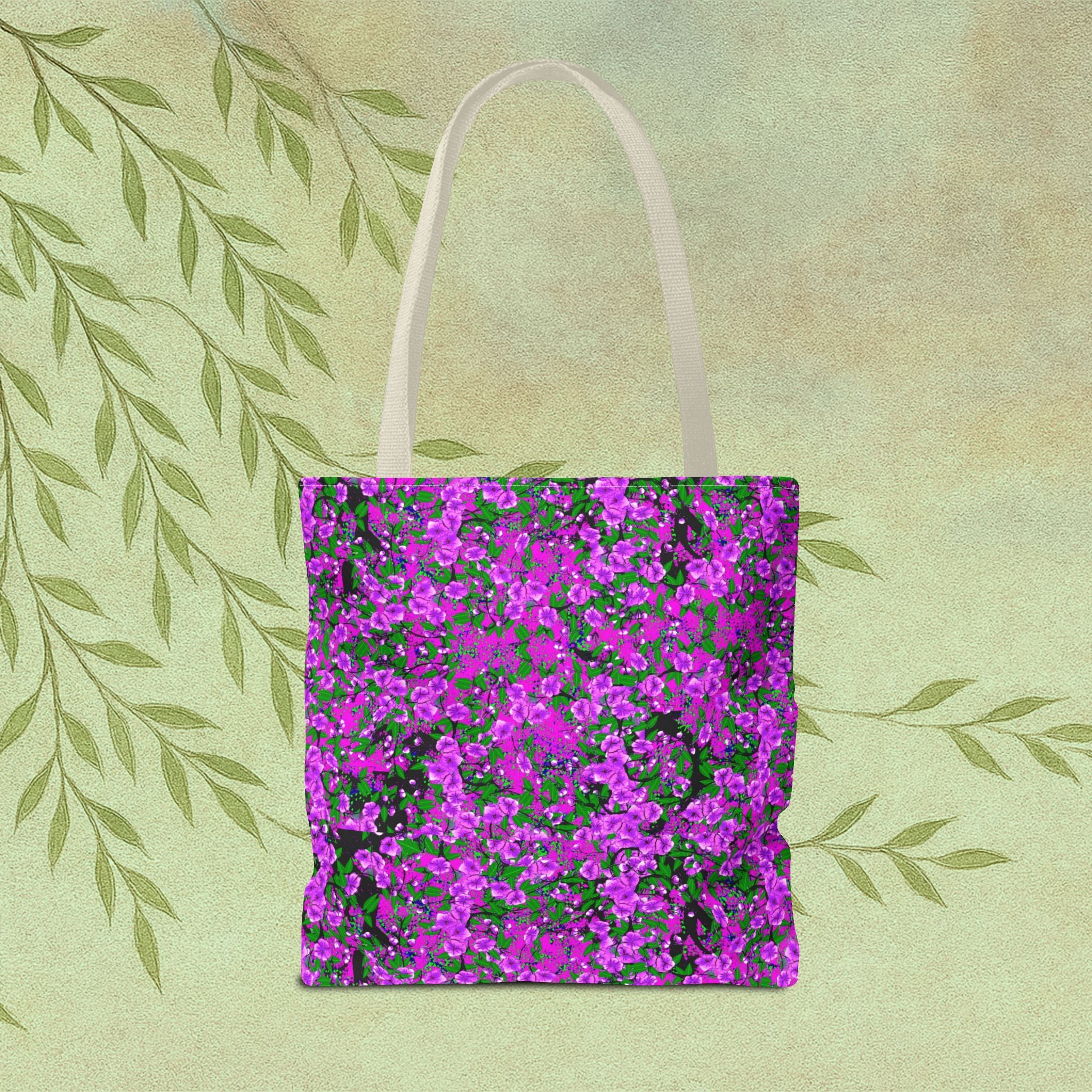 Pink Floral Pattern Tote Bag — All-Over-Print Reusable Shopper