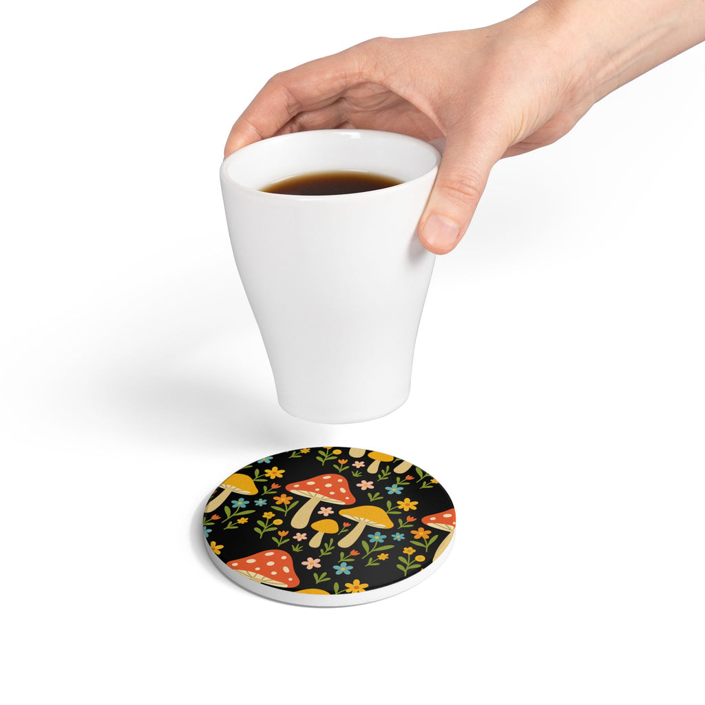 Mushroom Floral Ceramic Coaster