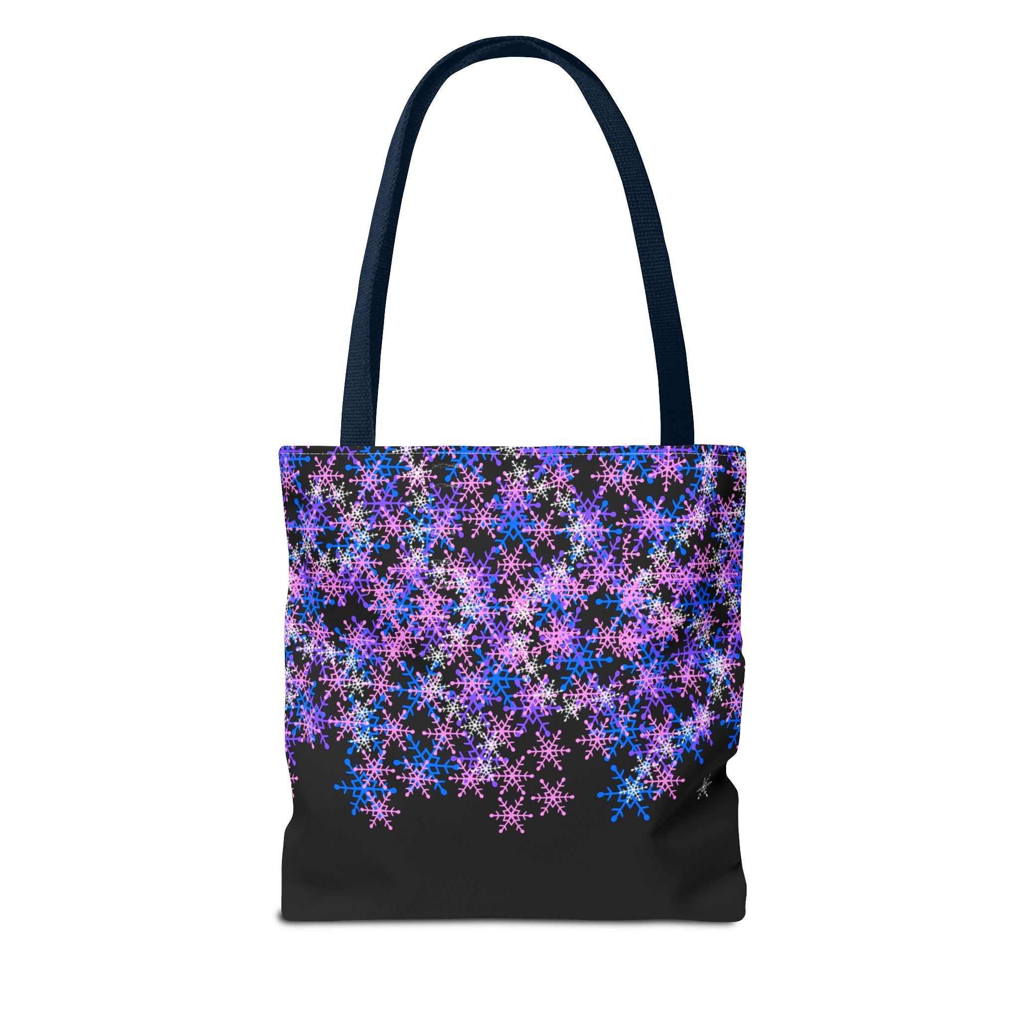 Cosmic Snowflake Tote Bag — Purple and Blue Snowflake Pattern Border Print