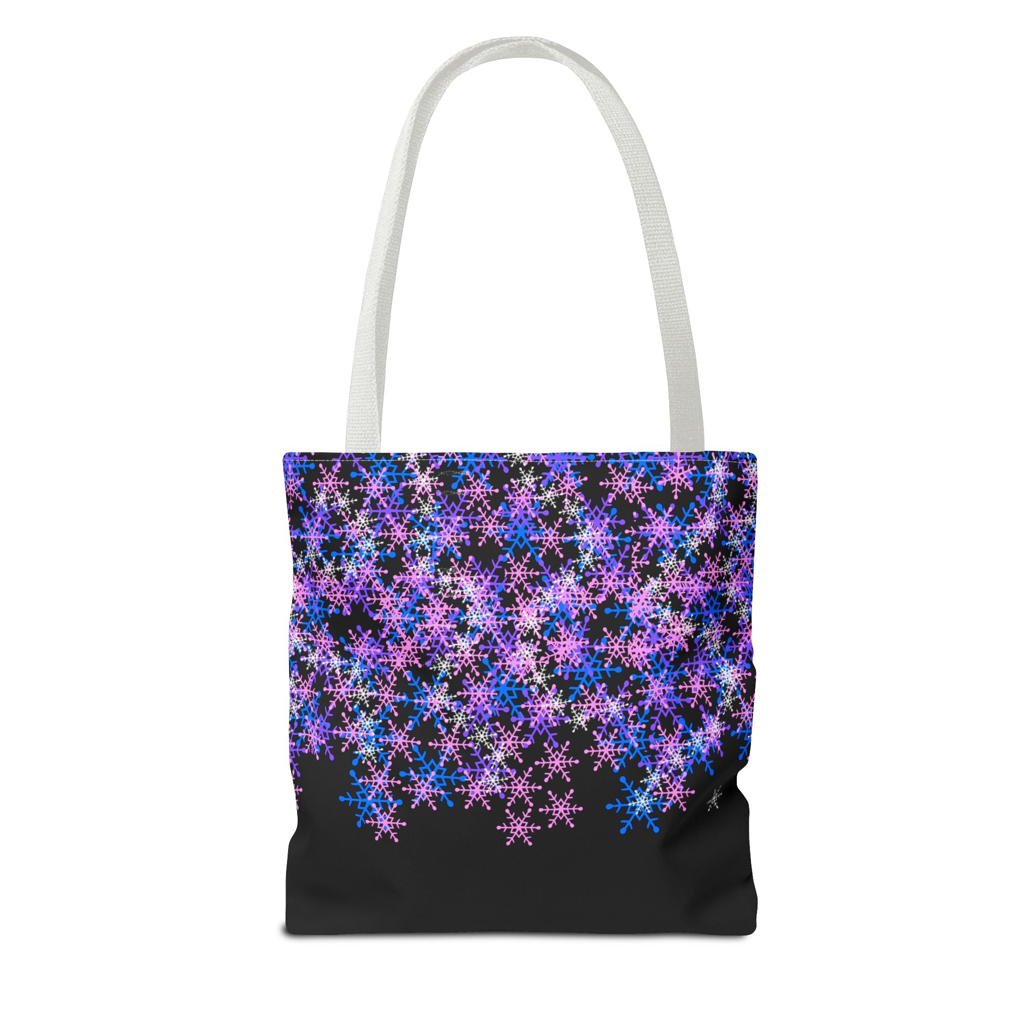Cosmic Snowflake Tote Bag — Purple and Blue Snowflake Pattern Border Print
