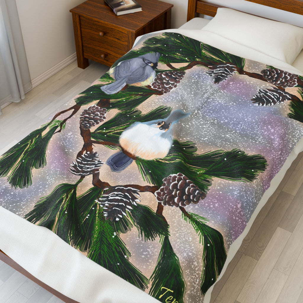 Velveteen Plush Blanket — Winter Afternoon Conversation