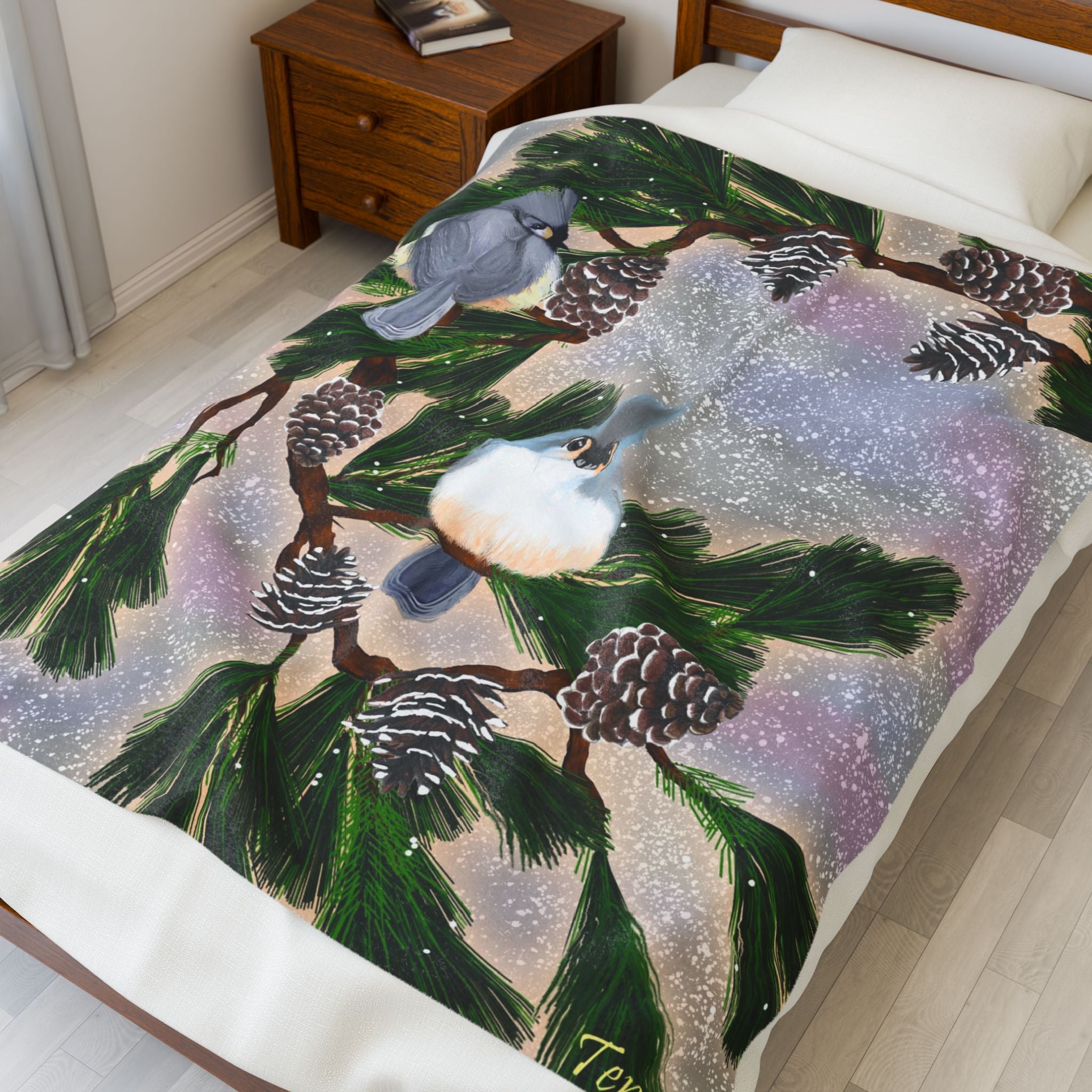 Velveteen Plush Blanket — Winter Afternoon Conversation