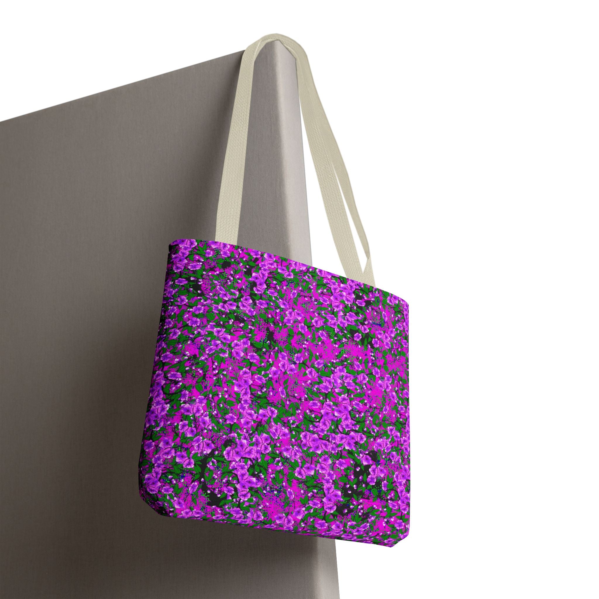 Pink Floral Pattern Tote Bag — All-Over-Print Reusable Shopper