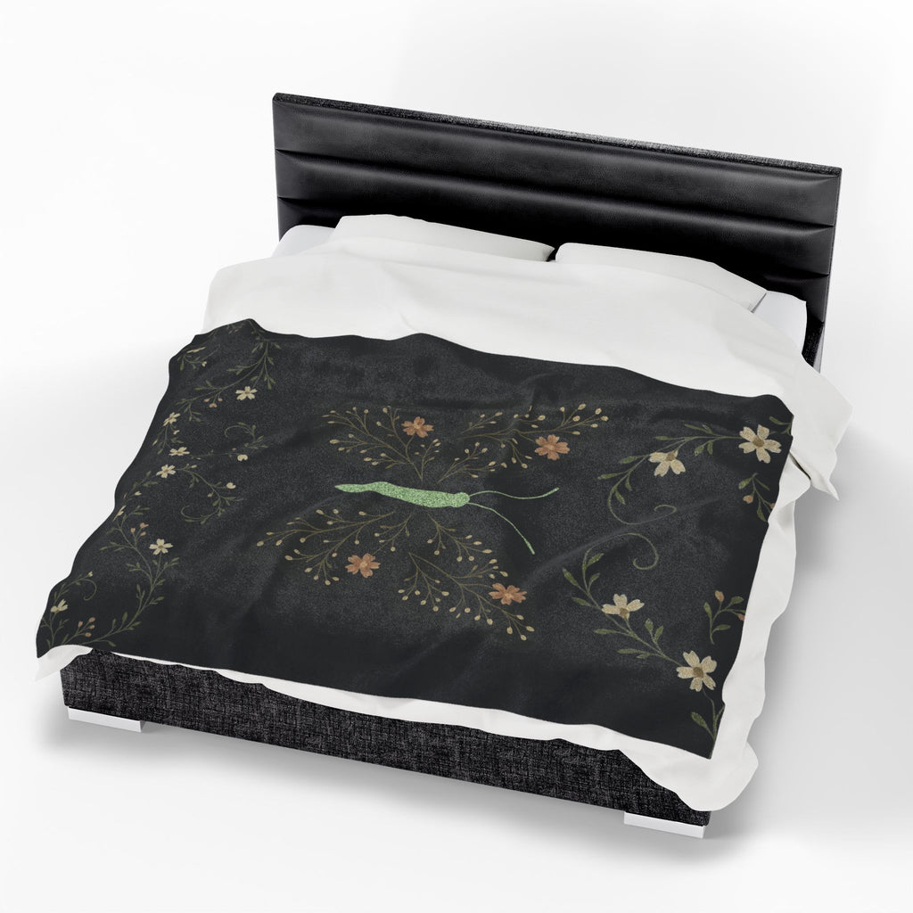 Botanical Butterfly Velveteen Plush Blanket