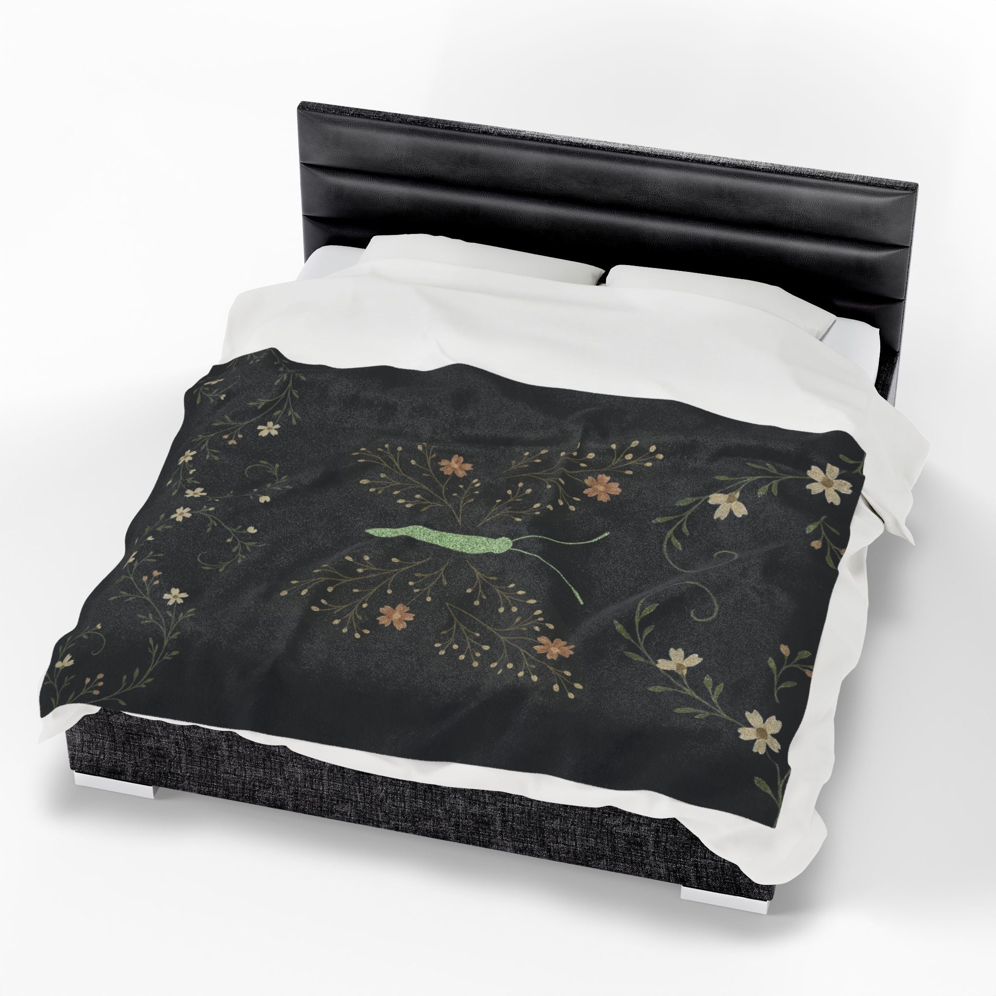 Botanical Butterfly Velveteen Plush Blanket