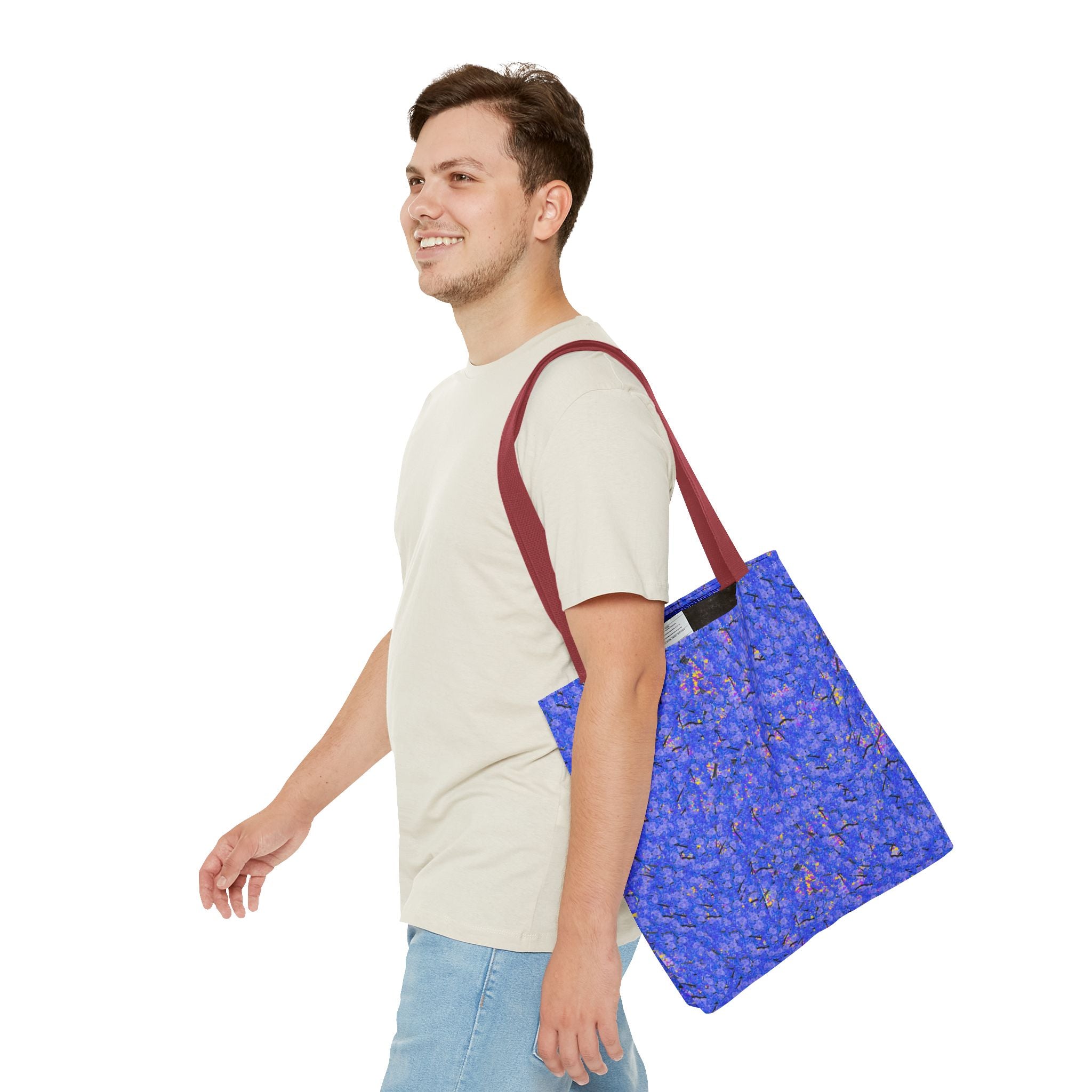 Blue Abstract Texture Tote Bag - Artistic All-Over Print Beach & Market Tote
