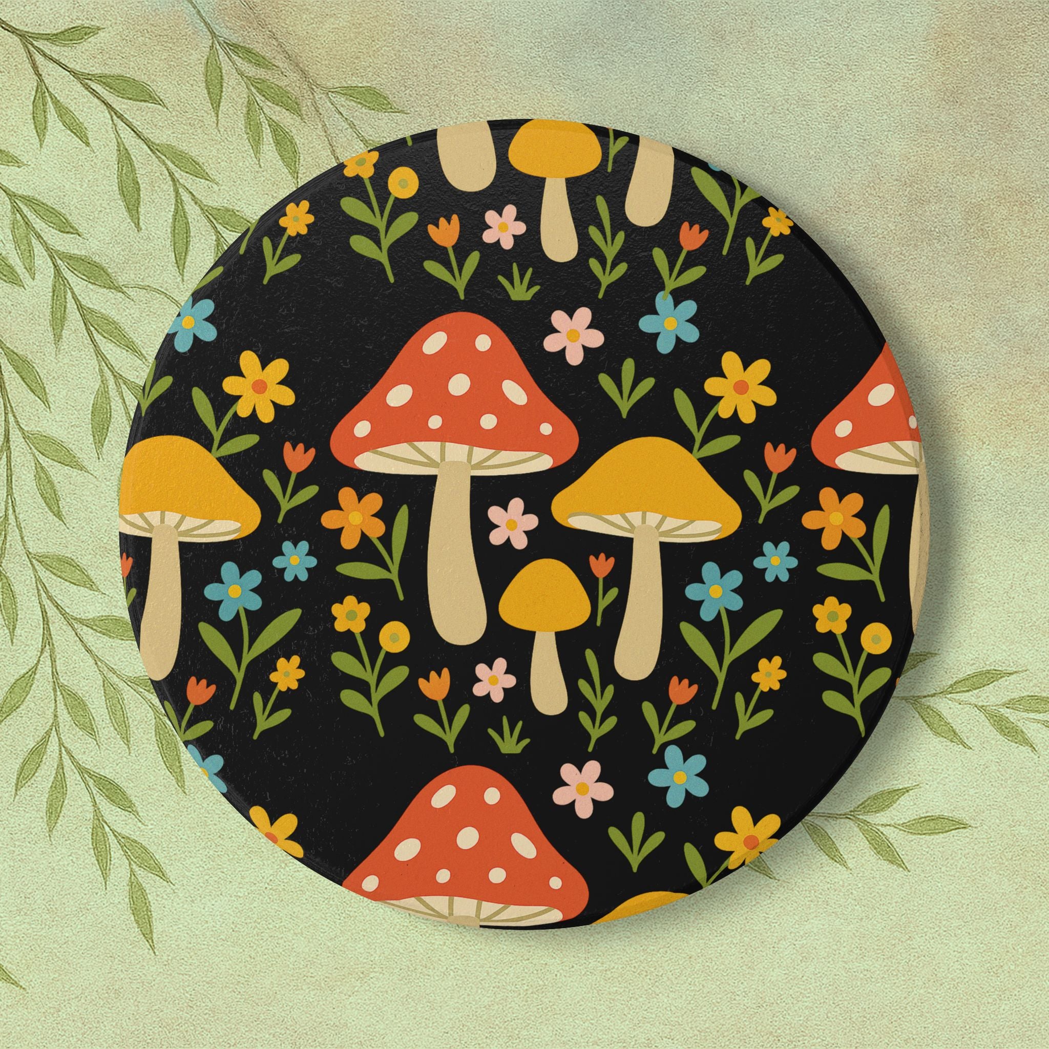 Mushroom Floral Ceramic Coaster