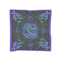 Floral Bandana Scarf — Purple Blue Forget-Me-Not Silk-Feel Square